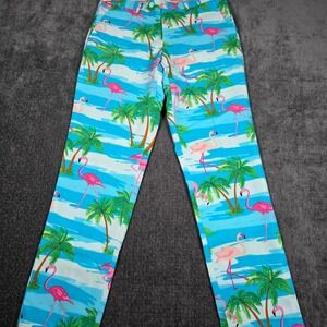 OppoSuits Mens 34x34 Flamingo Tropical Print Dress Pants Blue Pink Flamingo Guy